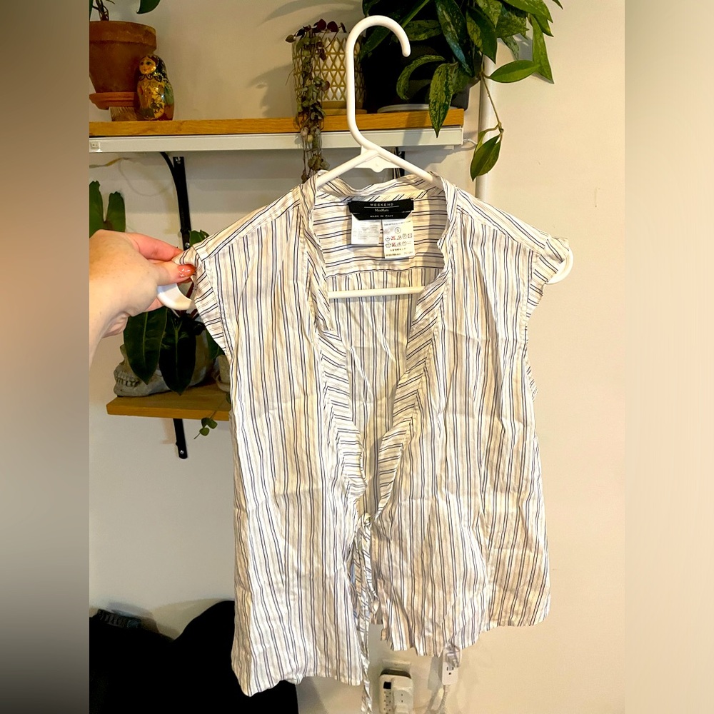Max mara striped tie front blouse